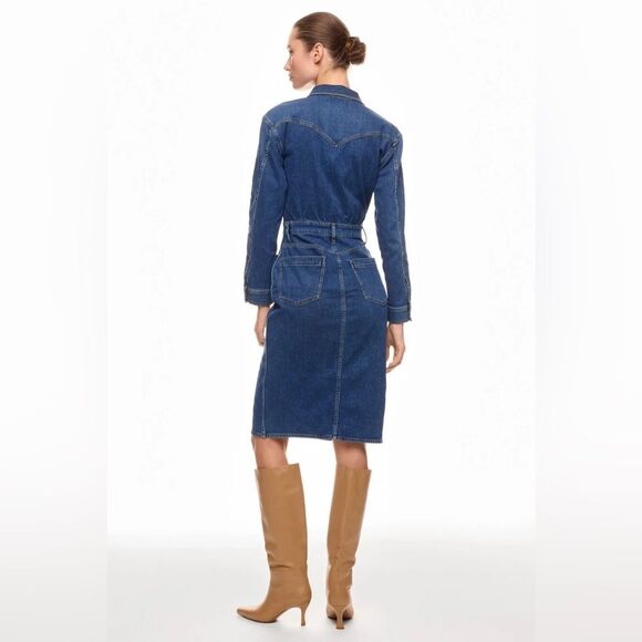 Madewell | Denim Western Midi Shirtdress in Laselle Wash Blue Long Sleeve Size 8 - Picture 4 of 9